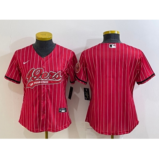 Women San Francisco 49ers Blank Red With Patch Cool Base Stitched Baseball Jersey Women San Francisco 49ers Blank Red With Patch Cool Base Stitched Baseball Jersey