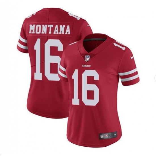 Women San Francisco 49ers Joe Montana #16 Limited Player Red Jersey Women San Francisco 49ers Joe Montana #16 Limited Player Red Jersey