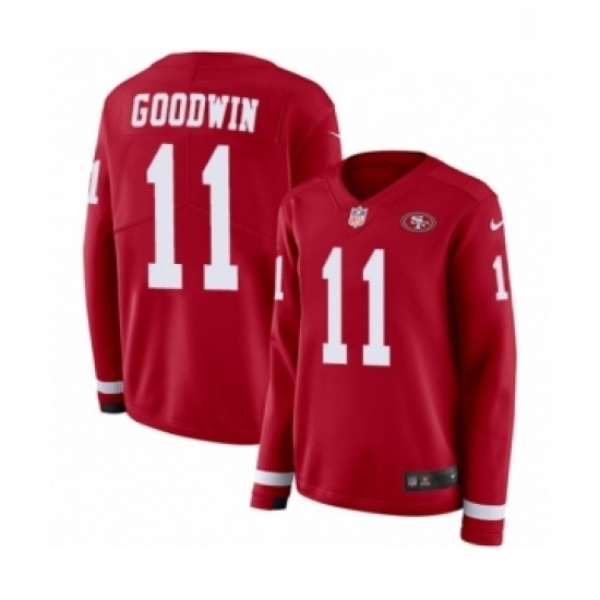 Womens Nike San Francisco 49ers 11 Marquise Goodwin Limited Red Therma Long Sleeve NFL Jersey Womens Nike San Francisco 49ers 11 Marquise Goodwin Limited Red Therma Long Sleeve NFL Jersey
