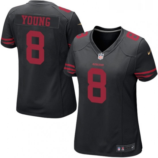 Womens Nike San Francisco 49ers 8 Steve Young Game Black NFL Jersey Womens Nike San Francisco 49ers 8 Steve Young Game Black NFL Jersey