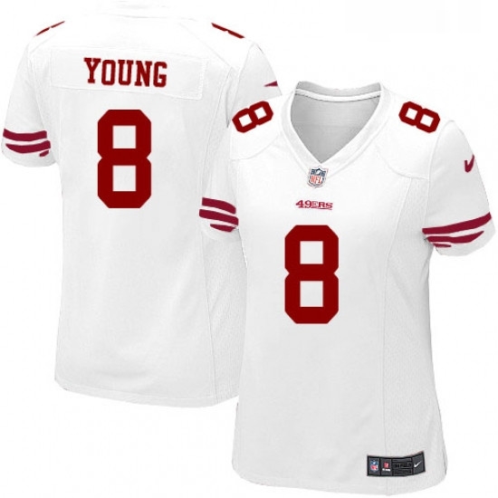 Womens Nike San Francisco 49ers 8 Steve Young Game White NFL Jersey Womens Nike San Francisco 49ers 8 Steve Young Game White NFL Jersey
