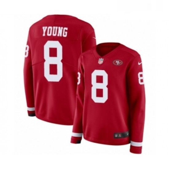 Womens Nike San Francisco 49ers 8 Steve Young Limited Red Therma Long Sleeve NFL Jersey Womens Nike San Francisco 49ers 8 Steve Young Limited Red Therma Long Sleeve NFL Jersey