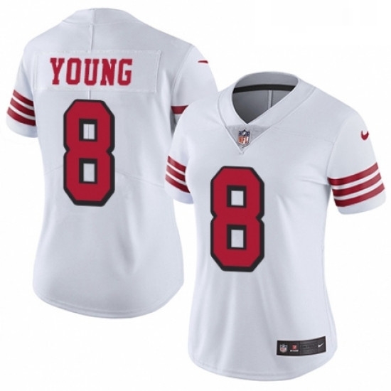 Womens Nike San Francisco 49ers 8 Steve Young Limited White Rush Vapor Untouchable NFL Jersey Womens Nike San Francisco 49ers 8 Steve Young Limited White Rush Vapor Untouchable NFL Jersey