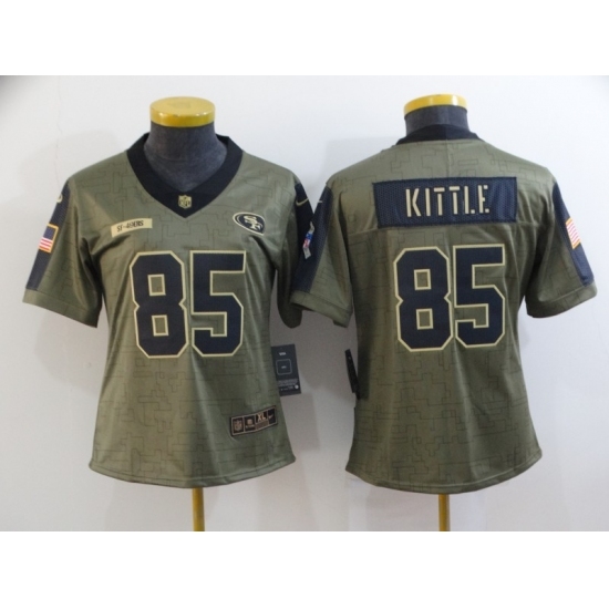 Women's San Francisco 49ers #85 George Kittle Nike Olive 2021 Salute To Service Limited Player Jersey Women's San Francisco 49ers #85 George Kittle Nike Olive 2021 Salute To Service Limited Player Jersey