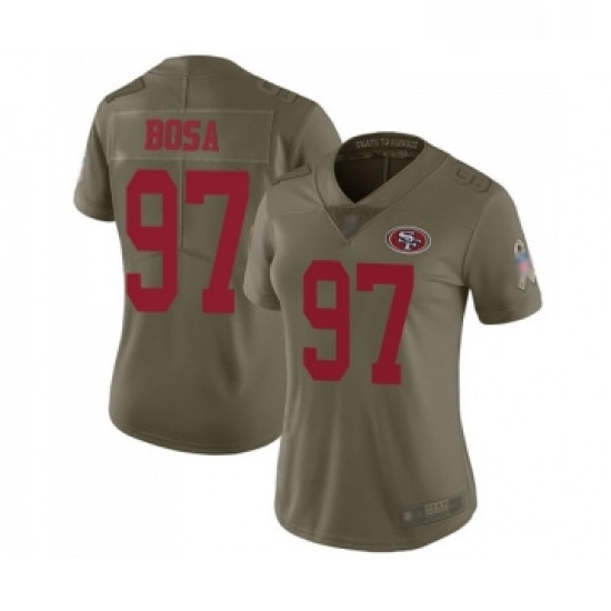 Womens San Francisco 49ers 97 Nick Bosa Limited Olive 2017 Salute to Service Football Jersey Womens San Francisco 49ers 97 Nick Bosa Limited Olive 2017 Salute to Service Football Jersey
