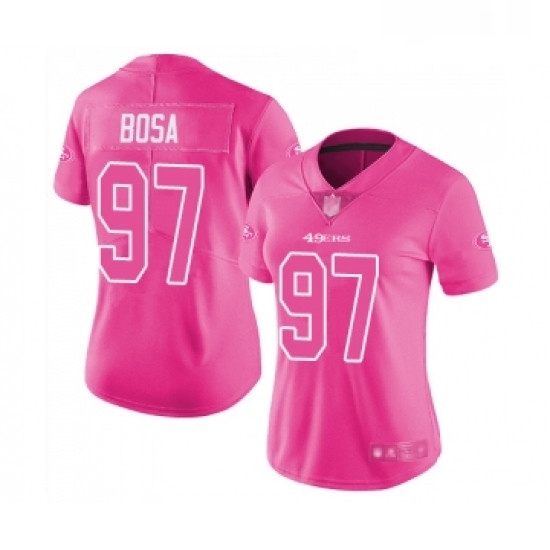 Womens San Francisco 49ers 97 Nick Bosa Limited Pink Rush Fashion Football Jersey Womens San Francisco 49ers 97 Nick Bosa Limited Pink Rush Fashion Football Jersey
