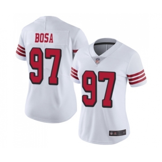 Women's San Francisco 49ers #97 Nick Bosa Limited White Rush Vapor Untouchable Limited Football Jersey Women's San Francisco 49ers #97 Nick Bosa Limited White Rush Vapor Untouchable Limited Football Jersey