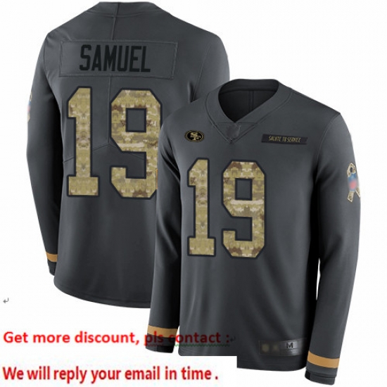 49ers 19 Deebo Samuel Anthracite Salute to Service Youth Stitched Football Limited Therma Long Sleeve Jersey 49ers 19 Deebo Samuel Anthracite Salute to Service Youth Stitched Football Limited Therma Long Sleeve Jersey