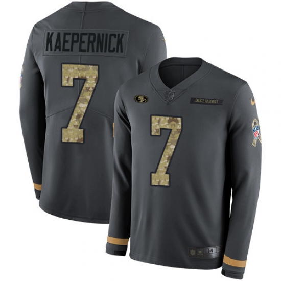 Nike 49ers #7 Colin Kaepernick Anthracite Salute to Service Youth Long Sleeve Jersey Nike 49ers #7 Colin Kaepernick Anthracite Salute to Service Youth Long Sleeve Jersey