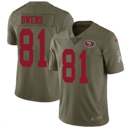 Nike 49ers #81 Terrell Owens Olive Youth Stitched NFL Limited 2017 Salute to Service Jersey Nike 49ers #81 Terrell Owens Olive Youth Stitched NFL Limited 2017 Salute to Service Jersey