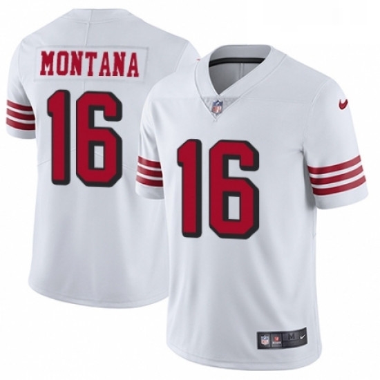 Youth Nike San Francisco 49ers 16 Joe Montana Limited White Rush Vapor Untouchable NFL Jersey Youth Nike San Francisco 49ers 16 Joe Montana Limited White Rush Vapor Untouchable NFL Jersey
