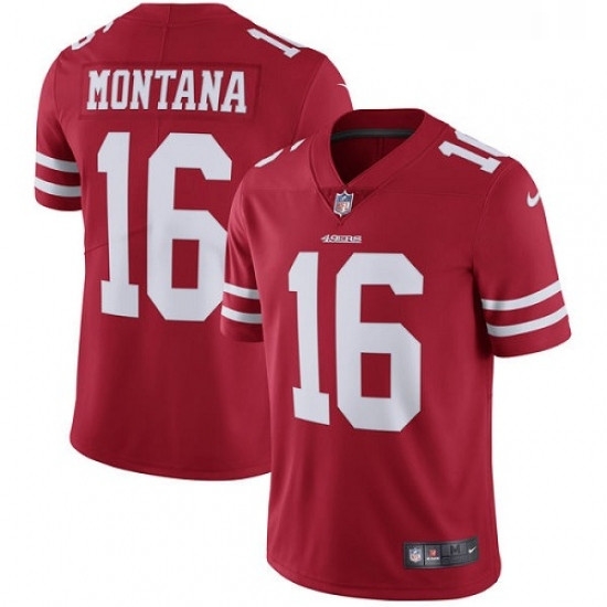 Youth Nike San Francisco 49ers 16 Joe Montana Red Team Color Vapor Untouchable Limited Player NFL Jersey Youth Nike San Francisco 49ers 16 Joe Montana Red Team Color Vapor Untouchable Limited Player NFL Jersey