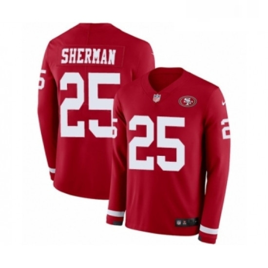 Youth Nike San Francisco 49ers 25 Richard Sherman Limited Red Therma Long Sleeve NFL Jersey Youth Nike San Francisco 49ers 25 Richard Sherman Limited Red Therma Long Sleeve NFL Jersey