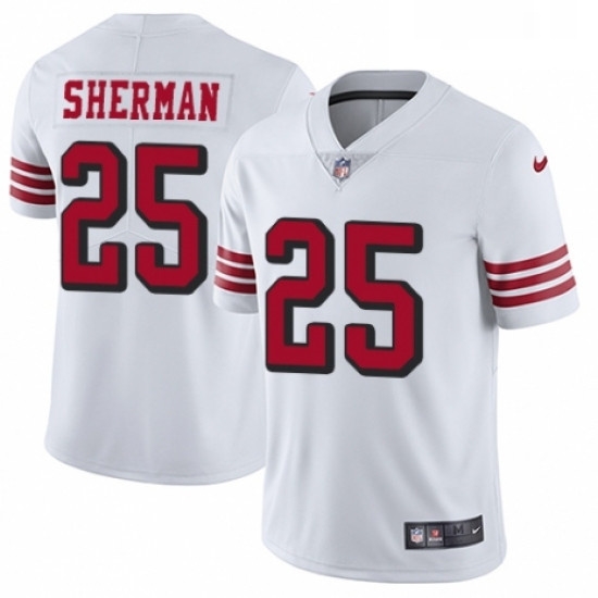 Youth Nike San Francisco 49ers 25 Richard Sherman Limited White Rush Vapor Untouchable NFL Jersey Youth Nike San Francisco 49ers 25 Richard Sherman Limited White Rush Vapor Untouchable NFL Jersey