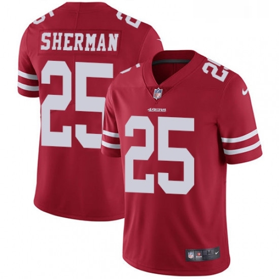 Youth Nike San Francisco 49ers 25 Richard Sherman Red Team Color Vapor Untouchable Limited Player NFL Jersey Youth Nike San Francisco 49ers 25 Richard Sherman Red Team Color Vapor Untouchable Limited Player NFL Jersey