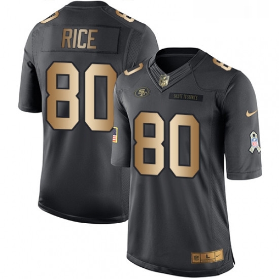 Youth Nike San Francisco 49ers 80 Jerry Rice Limited BlackGold Salute to Service NFL Jersey Youth Nike San Francisco 49ers 80 Jerry Rice Limited BlackGold Salute to Service NFL Jersey