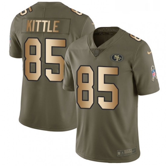 Youth Nike San Francisco 49ers 85 George Kittle Limited OliveGold 2017 Salute to Service NFL Jersey Youth Nike San Francisco 49ers 85 George Kittle Limited OliveGold 2017 Salute to Service NFL Jersey