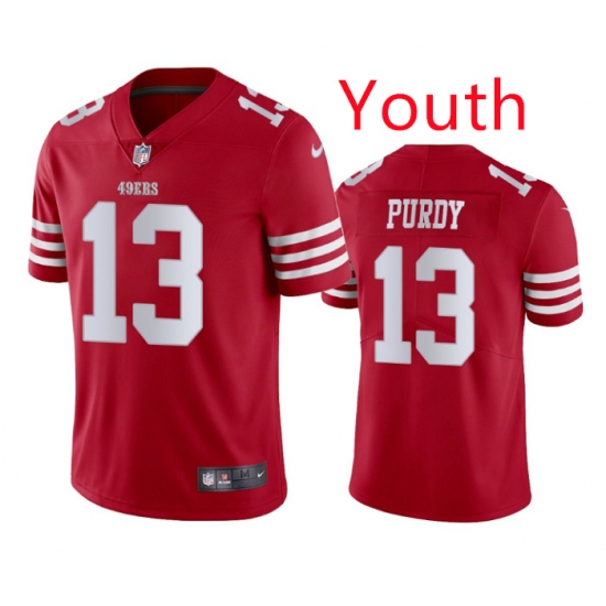 Youth San Francisco 49ers 13 Brock Purdy Red Football Jersey Youth San Francisco 49ers 13 Brock Purdy Red Football Jersey