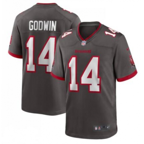Men Buccaneers 14 Chris Godwin Pewter Gray Stitched NFL Jersey Men Buccaneers 14 Chris Godwin Pewter Gray Stitched NFL Jersey