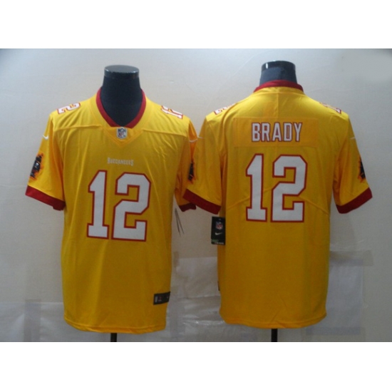 Men Nike Men Tampa Bay Buccaneers 12 Tom Brady Yellow Stitched NFL Limited Rush Jersey Men Nike Men Tampa Bay Buccaneers 12 Tom Brady Yellow Stitched NFL Limited Rush Jersey
