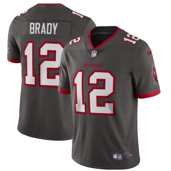 Men Nike Tampa Bay Buccaneers 12 Tom Brady Grey Vapor Limited NFL Stitched Jersey Men Nike Tampa Bay Buccaneers 12 Tom Brady Grey Vapor Limited NFL Stitched Jersey
