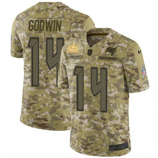 Men Nike Tampa Bay Buccaneers 14 Chris Godwin Camo Men Super Bowl LV Champions Patch Stitched NFL Limited 2018 Salute To Service Jersey Men Nike Tampa Bay Buccaneers 14 Chris Godwin Camo Men Super Bowl LV Champions Patch Stitched NFL Limited 2018 Salute To Service Jersey