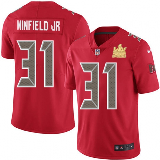 Men Nike Tampa Bay Buccaneers 31 Antoine Winfield Jr Red Men Super Bowl LV Champions Patch Stitched NFL Limited Rush Jersey Men Nike Tampa Bay Buccaneers 31 Antoine Winfield Jr Red Men Super Bowl LV Champions Patch Stitched NFL Limited Rush Jersey