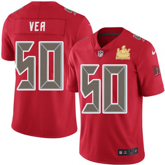 Men Nike Tampa Bay Buccaneers 50 Vita Vea Red Men Super Bowl LV Champions Patch Stitched NFL Limited Rush Jersey Men Nike Tampa Bay Buccaneers 50 Vita Vea Red Men Super Bowl LV Champions Patch Stitched NFL Limited Rush Jersey