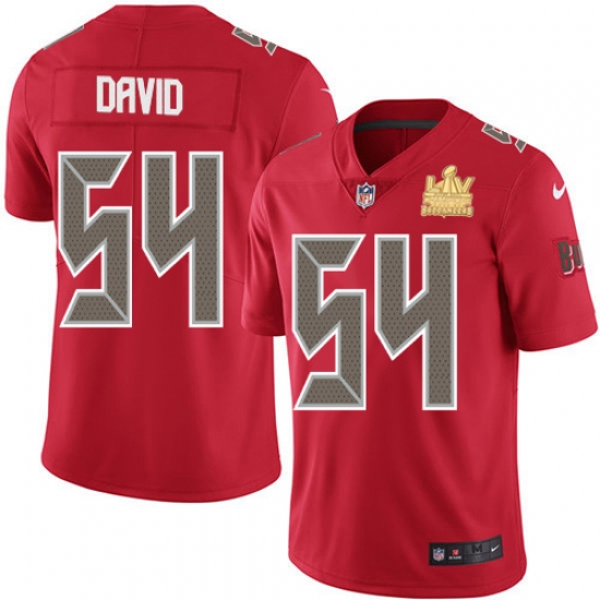 Men Nike Tampa Bay Buccaneers 54 Lavonte David Red Men Super Bowl LV Champions Patch Stitched NFL Limited Rush Jersey Men Nike Tampa Bay Buccaneers 54 Lavonte David Red Men Super Bowl LV Champions Patch Stitched NFL Limited Rush Jersey