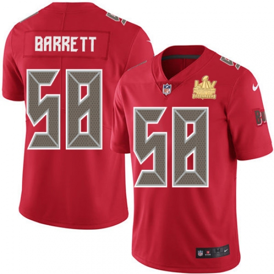 Men Nike Tampa Bay Buccaneers 58 Shaquil Barrett Red Men Super Bowl LV Champions Patch Stitched NFL Limited Rush Jersey Men Nike Tampa Bay Buccaneers 58 Shaquil Barrett Red Men Super Bowl LV Champions Patch Stitched NFL Limited Rush Jersey