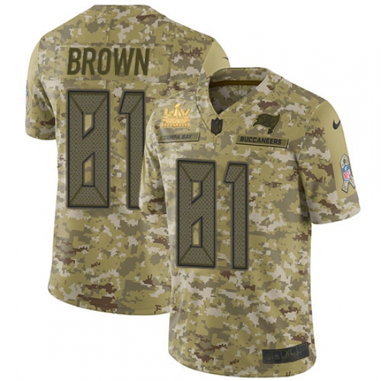 Men Nike Tampa Bay Buccaneers 81 Antonio Brown Camo Men Super Bowl LV Champions Patch Stitched NFL Limited 2018 Salute To Service Jersey Men Nike Tampa Bay Buccaneers 81 Antonio Brown Camo Men Super Bowl LV Champions Patch Stitched NFL Limited 2018 Salute To Service Jersey