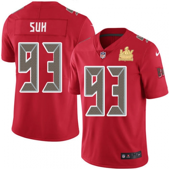 Men Nike Tampa Bay Buccaneers 93 Ndamukong Suh Red Men Super Bowl LV Champions Patch Stitched NFL Limited Rush Jersey Men Nike Tampa Bay Buccaneers 93 Ndamukong Suh Red Men Super Bowl LV Champions Patch Stitched NFL Limited Rush Jersey