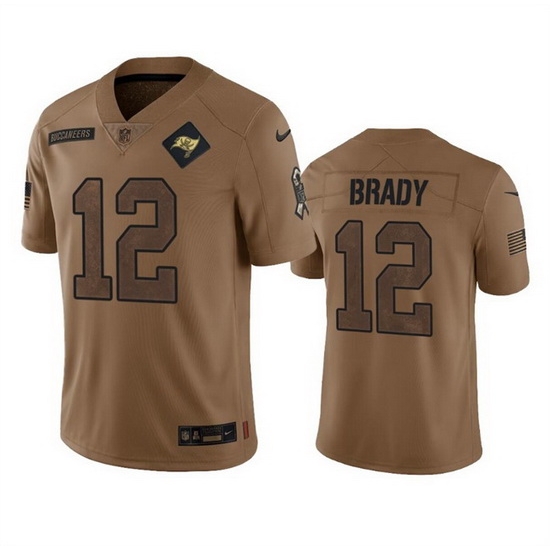 Men Tampa Bay Buccaneers 12 Tom Brady 2023 Brown Salute To Service Limited Stitched Jersey Men Tampa Bay Buccaneers 12 Tom Brady 2023 Brown Salute To Service Limited Stitched Jersey