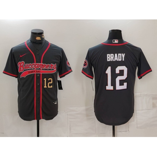 Men Tampa Bay Buccaneers 12 Tom Brady Black Cool Base Stitched Baseball Jersey 1 Men Tampa Bay Buccaneers 12 Tom Brady Black Cool Base Stitched Baseball Jersey 1