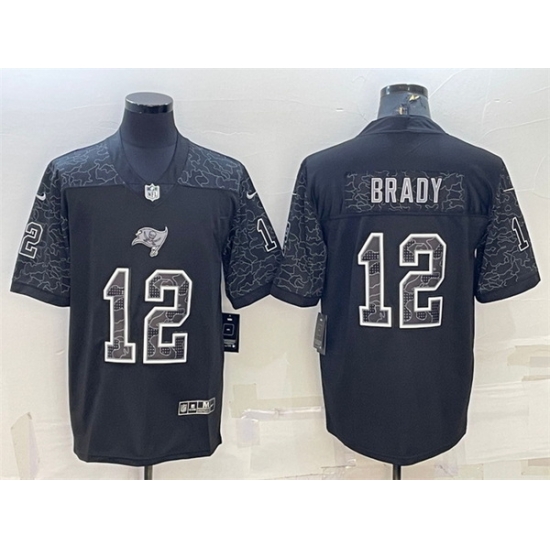 Men Tampa Bay Buccaneers 12 Tom Brady Black Reflective Limited Stitched Jersey Men Tampa Bay Buccaneers 12 Tom Brady Black Reflective Limited Stitched Jersey