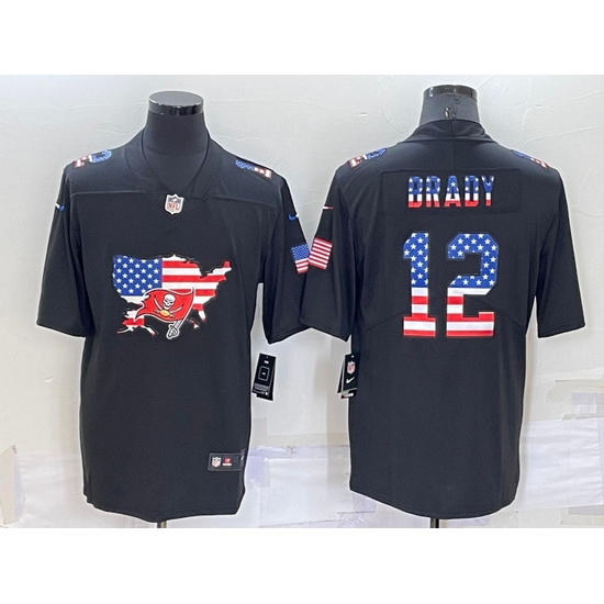 Men Tampa Bay Buccaneers 12 Tom Brady Black USA Flag Limited Stitched Jersey Men Tampa Bay Buccaneers 12 Tom Brady Black USA Flag Limited Stitched Jersey