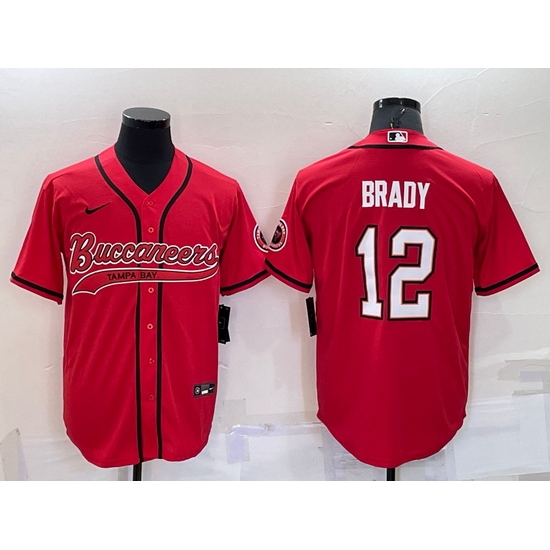 Men Tampa Bay Buccaneers 12 Tom Brady Red Cool Base Stitched Baseball Jersey Men Tampa Bay Buccaneers 12 Tom Brady Red Cool Base Stitched Baseball Jersey