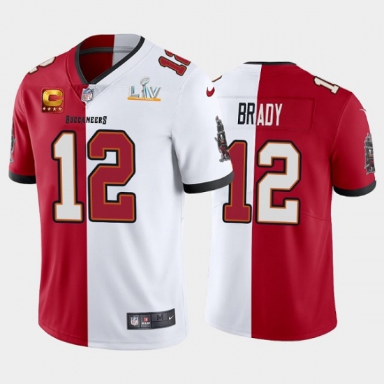 Men Tampa Bay Buccaneers 12 Tom Brady Tom Brady Super Bowl LV Champions Split Captain Patch Vapor Untouchable Limited Stitched Jerse Men Tampa Bay Buccaneers 12 Tom Brady Tom Brady Super Bowl LV Champions Split Captain Patch Vapor Untouchable Limited Stitched Jerse