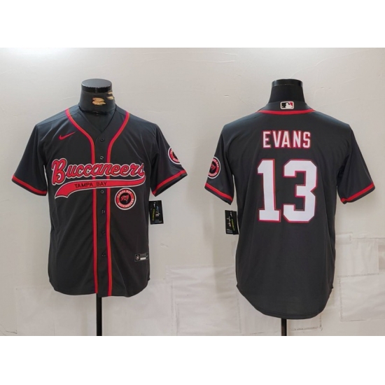 Men Tampa Bay Buccaneers 13 Mike Evans Grey Cool Base Stitched Baseball Jersey 1 Men Tampa Bay Buccaneers 13 Mike Evans Grey Cool Base Stitched Baseball Jersey 1
