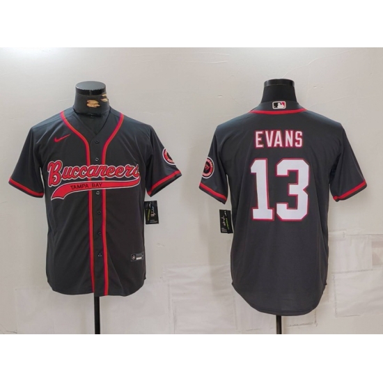 Men Tampa Bay Buccaneers 13 Mike Evans Grey Cool Base Stitched Baseball Jersey Men Tampa Bay Buccaneers 13 Mike Evans Grey Cool Base Stitched Baseball Jersey