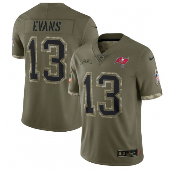Men Tampa Bay Buccaneers 13 Mike Evans Olive 2022 Salute To Service Limited Stitched Jersey Men Tampa Bay Buccaneers 13 Mike Evans Olive 2022 Salute To Service Limited Stitched Jersey