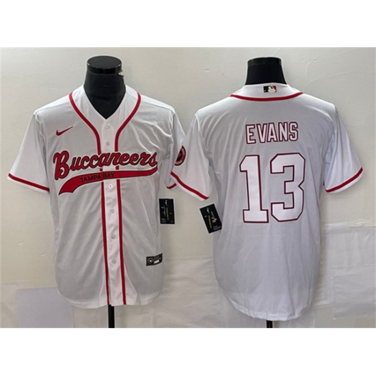 Men Tampa Bay Buccaneers 13 Mike Evans White Cool Base Stitched Baseball Jersey Men Tampa Bay Buccaneers 13 Mike Evans White Cool Base Stitched Baseball Jersey