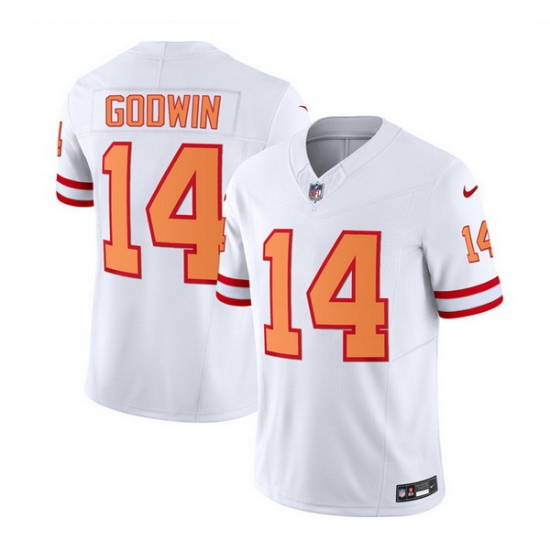 Men Tampa Bay Buccaneers 14 Chris Godwin 2023 F U S E White Throwback Limited Stitched Jersey Men Tampa Bay Buccaneers 14 Chris Godwin 2023 F U S E White Throwback Limited Stitched Jersey
