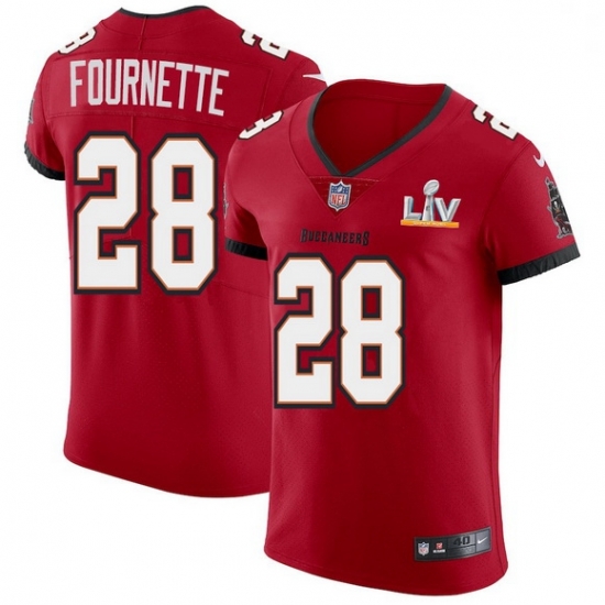 Men Tampa Bay Buccaneers 28 Leonard Fournette Men Super Bowl LV Bound Nike Red Vapor Elite Jersey Men Tampa Bay Buccaneers 28 Leonard Fournette Men Super Bowl LV Bound Nike Red Vapor Elite Jersey