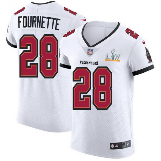 Men Tampa Bay Buccaneers 28 Leonard Fournette Men Super Bowl LV Bound Nike White Vapor Elite Jersey Men Tampa Bay Buccaneers 28 Leonard Fournette Men Super Bowl LV Bound Nike White Vapor Elite Jersey