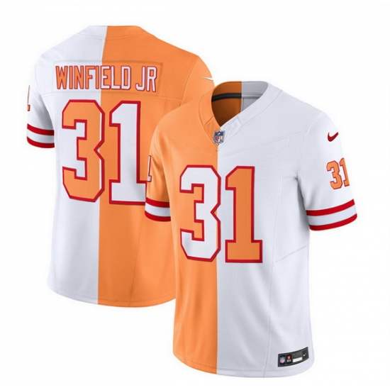 Men Tampa Bay Buccaneers 31 Antoine Winfield Jr 2023 F U S E White Gold Split Throwback Limited Stitched Jersey Men Tampa Bay Buccaneers 31 Antoine Winfield Jr 2023 F U S E White Gold Split Throwback Limited Stitched Jersey
