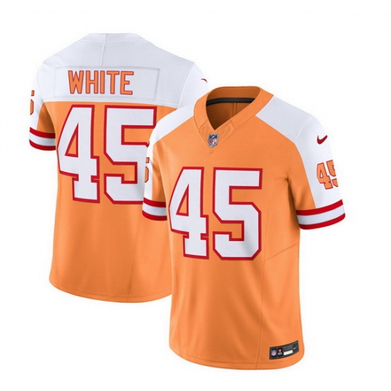 Men Tampa Bay Buccaneers 45 Devin White 2023 F U S E White Gold Throwback Limited Stitched Jersey Men Tampa Bay Buccaneers 45 Devin White 2023 F U S E White Gold Throwback Limited Stitched Jersey
