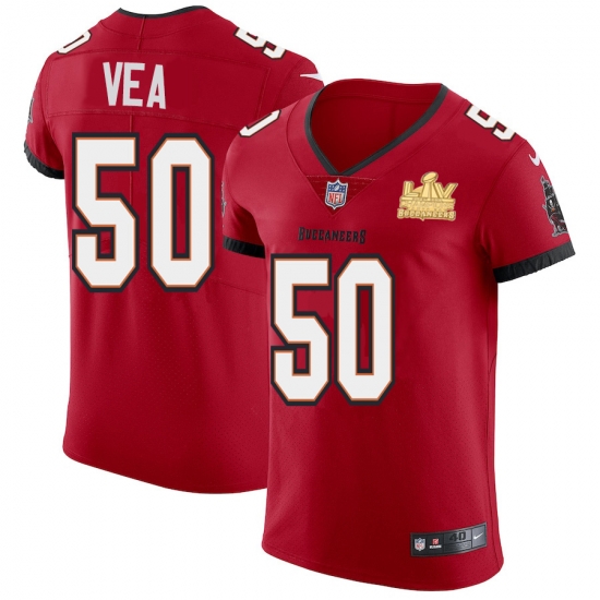 Men Tampa Bay Buccaneers 50 Vita Vea Men Super Bowl LV Champions Patch Nike Red Vapor Elite Jersey Men Tampa Bay Buccaneers 50 Vita Vea Men Super Bowl LV Champions Patch Nike Red Vapor Elite Jersey
