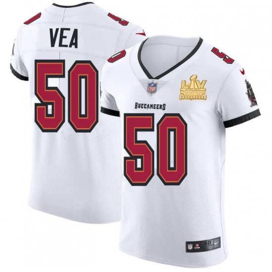 Men Tampa Bay Buccaneers 50 Vita Vea Men Super Bowl LV Champions Patch Nike White Vapor Elite Jersey Men Tampa Bay Buccaneers 50 Vita Vea Men Super Bowl LV Champions Patch Nike White Vapor Elite Jersey