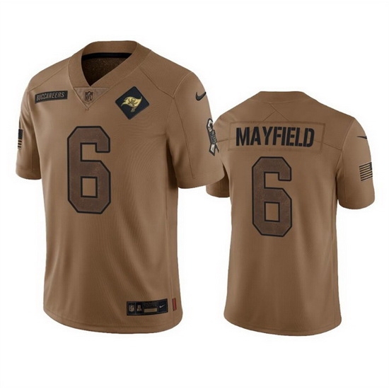 Men Tampa Bay Buccaneers 6 Baker Mayfield 2023 Brown Salute To Service Limited Stitched Jersey Men Tampa Bay Buccaneers 6 Baker Mayfield 2023 Brown Salute To Service Limited Stitched Jersey